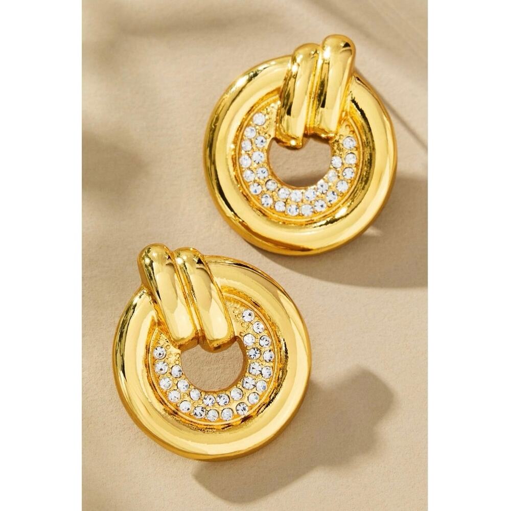 Anthropologie Round Crystal Drop Earrings